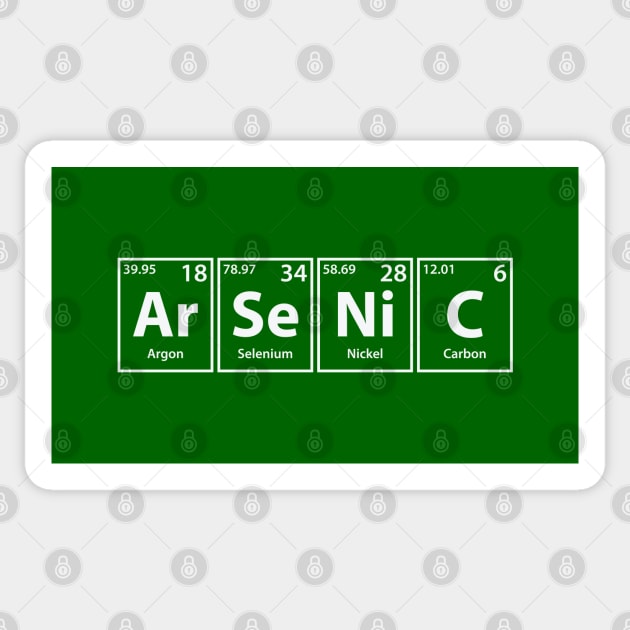 Arsenic (Ar-Se-Ni-C) Periodic Elements Spelling Sticker by cerebrands